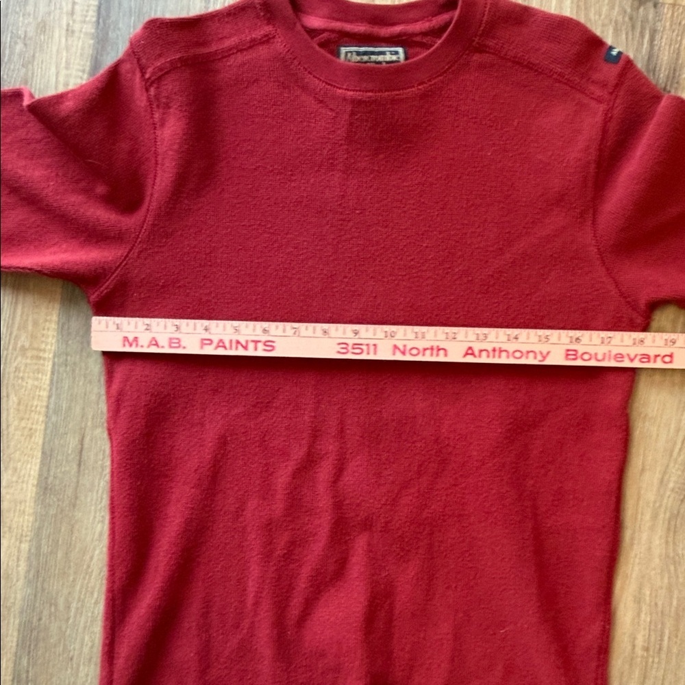 Abercrombie & Fitch muscle Y2K Red Long Sleeve Crewneck waffle knit size S - Picture 9 of 9